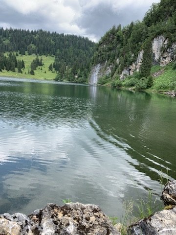 A mountain lake in the Swiss Alps